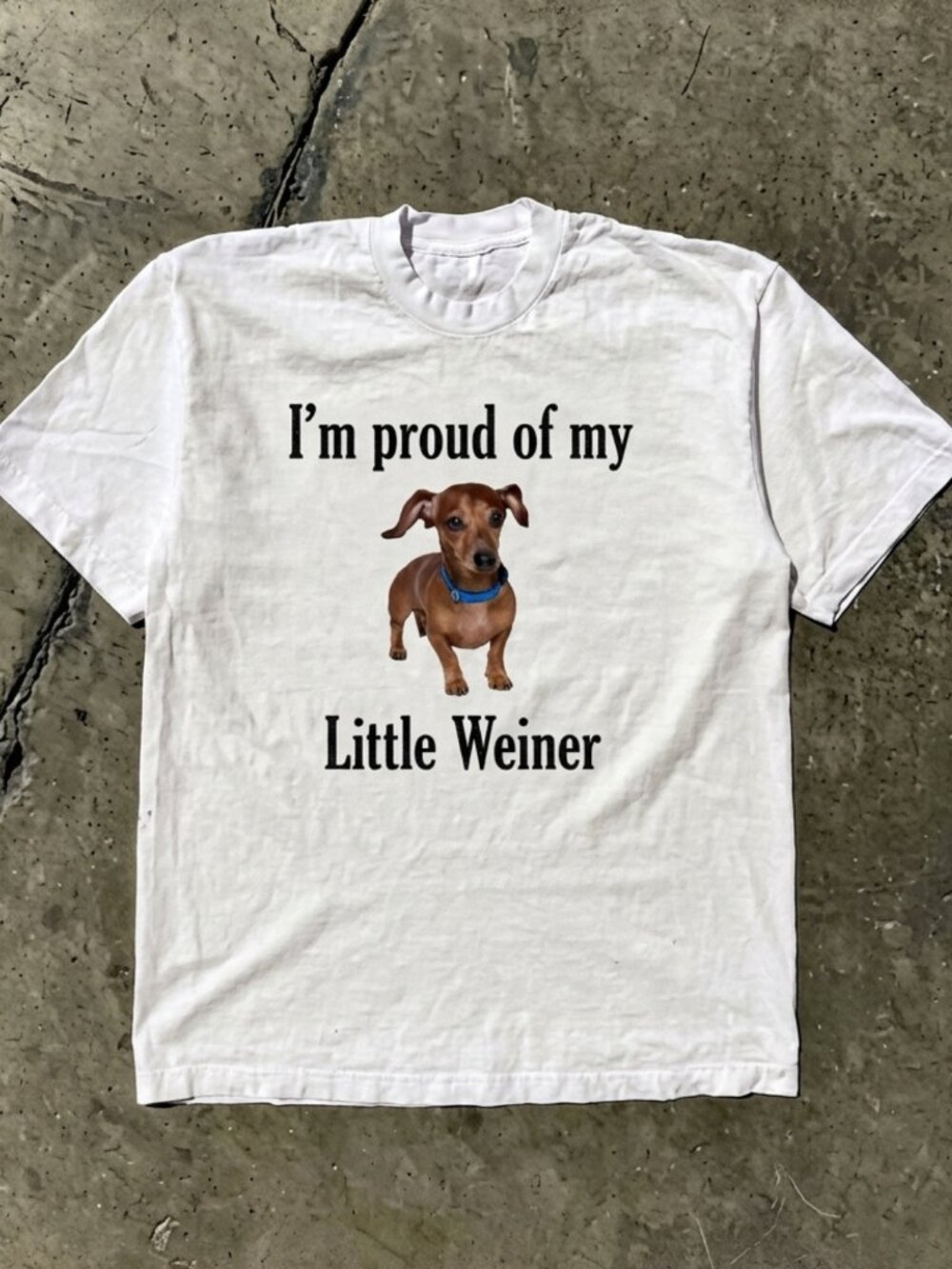 I'm proud Of My Little Weiner Funny Dog Animal Lover Quote Humor T-Shirt Reprint